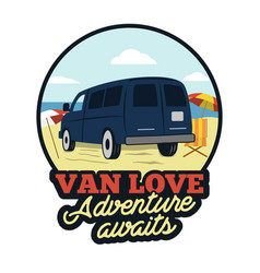 Combi van car vintage logo design Royalty Free Vector Image