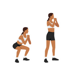 Woman doing bodyweight squats exercise Royalty Free Vector