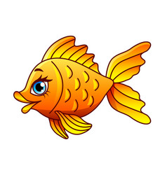 Cute golden fish cartoon Royalty Free Vector Image