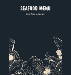 Seafood chalkboard menu template Royalty Free Vector Image