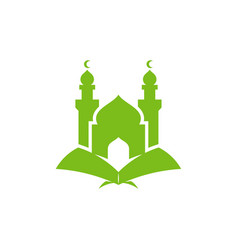 Book with mosque logo design creative islamic Vector Image