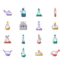 Chemical conical flask icon set Royalty Free Vector Image