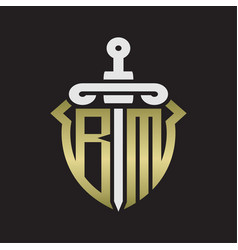 Bm logo monogram with shield shape isolated Vector Image