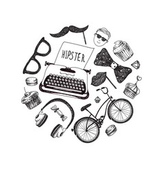 Vintage hipsters icons bike Royalty Free Vector Image