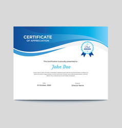 Vertical colored blue and purple waves certificate