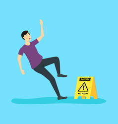 Cartoon silhouette black caution wet floor with Vector Image