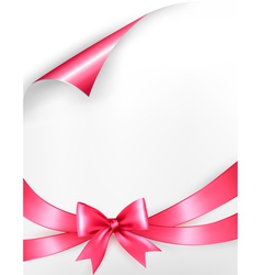 Holiday background with gift pink bow and ribbon Vector Image