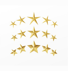 set golden realistic stars with different rays vector image