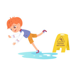 Boy slipping on a banana peel Royalty Free Vector Image