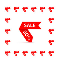 Ribbons set realistic red glossy paper ribbon Vector Image