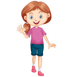 Girl in pink shirt smiling on white background Vector Image