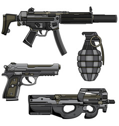 Firearms set automatic machine gun Royalty Free Vector Image