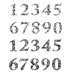 Digits and numbers set with floral details Vector Image