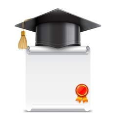 Graduation Cap And Diploma Scroll Royalty Free Vector Image