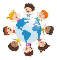 Kids playing around world Royalty Free Vector Image