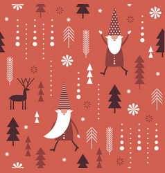 Gnomes seamless pattern funny christmas dwarfs Vector Image