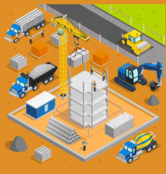 Construction site isometric composition Royalty Free Vector