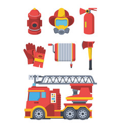 Firefighter department set specialized fire Vector Image