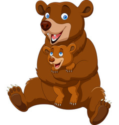 Mother and baby bear cartoon Royalty Free Vector Image