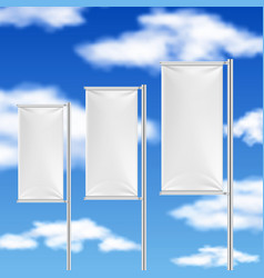 White beach flags isolated flagpole icons Vector Image