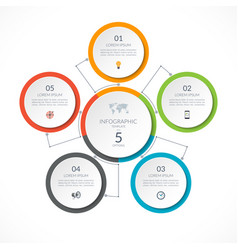 Infographic square template with 5 options Vector Image