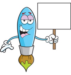 Cartoon paint brush holding a sign Royalty Free Vector Image