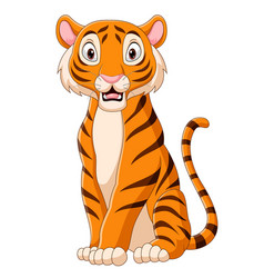 Cartoon funny tiger isolated on white background Vector Image