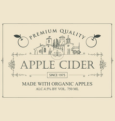 Cider label with apple tree in retro style Vector Image
