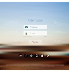 Login form page with blurred background web site Vector Image