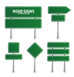 Road green traffic sign blank board with place Vector Image