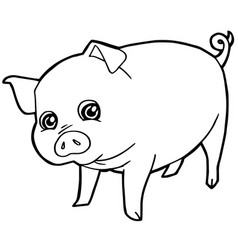 Coloring book child feeding pigs Royalty Free Vector Image