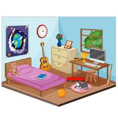 Part bedroom children scene in cartoon style Vector Image