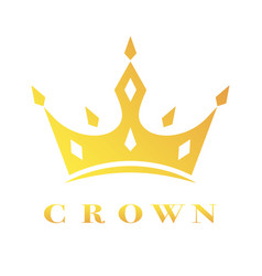 Logo with gold king crown and inscription Kingdom Vector Image