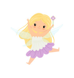 Cute little winged fairy with blonde hair Vector Image