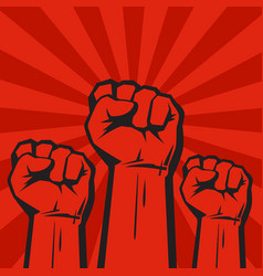 Raised hand with clenched fist on grunge Vector Image