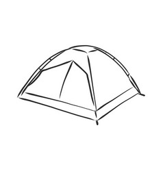 Hand-drawn tourist tent sketch tents in pencil Vector Image