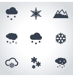Black snowflake icons set Royalty Free Vector Image
