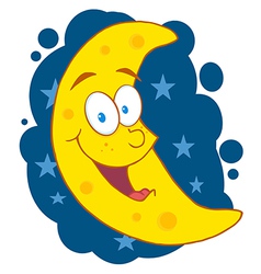 Smiling Moon And Star Cartoon Characters Vector Image