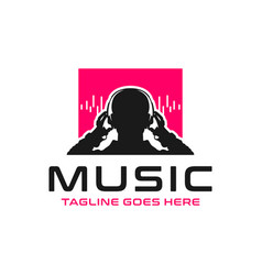 Logo listening to music with a headset Royalty Free Vector