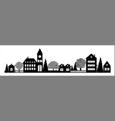 Small town silhouette skyline horizontal banner Vector Image