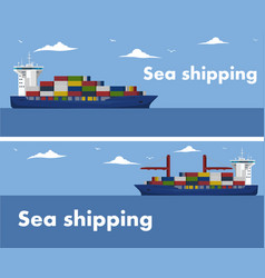 Commercial sea shipping flyer template set Vector Image