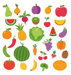 Apple with fruits and vegetables pattern on white Vector Image