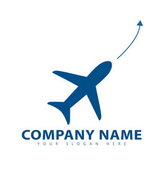 Flying plane across a big cloud logo design Vector Image