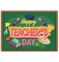 Happy teachers day with a female teacher cartoon Vector Image