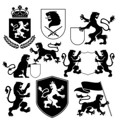 Heraldic animals lions old isolated Royalty Free Vector