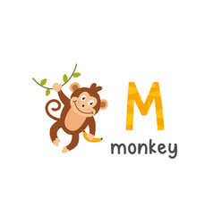 Letter M Is For Monkey Cartoon Alphabet Royalty Free Vector