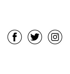 Social Media Icons Black White Facebook Instagram Twitter Vector Images 98