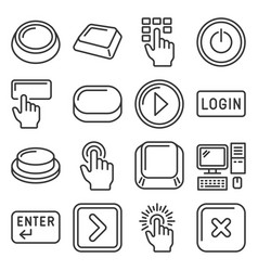 Hand push start press button flat style Royalty Free Vector