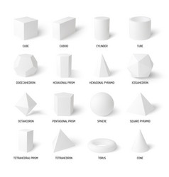 Realistic white basic 3d shapes set Royalty Free Vector