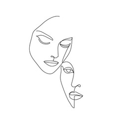 Linear faces art women portrait Royalty Free Vector Image